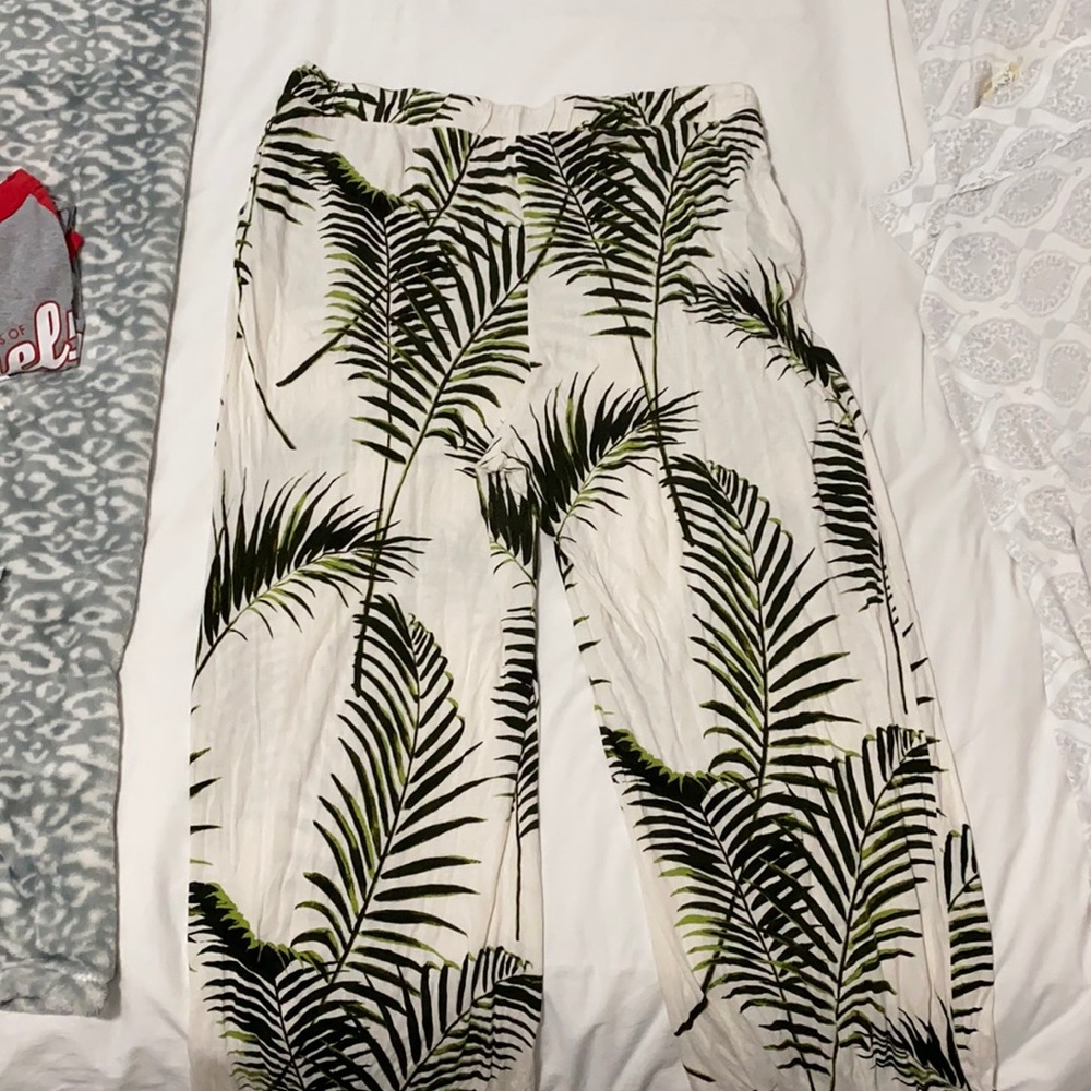 Palm print parachute pants